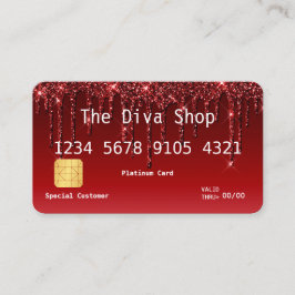 Visitekaartje | Creditcard Glitter Burgundy Red
