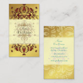 Visitekaartje Crimson Floral Damask op goud (Voorkant / Achterkant)
