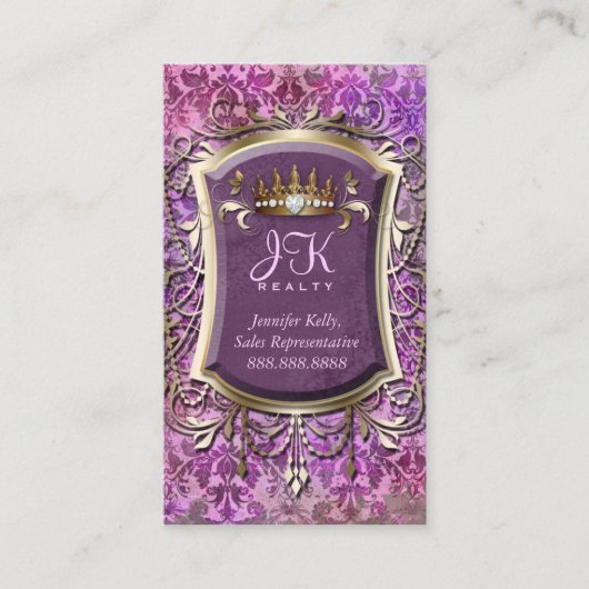  Visitekaartje Damask Lijst Gold Crown (Voorkant)