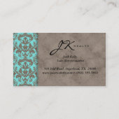  Visitekaartje Damask Suede Blue beige 2 (Achterkant)