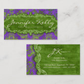 Visitekaartje Damask Suede Paars Green (Voorkant / Achterkant)
