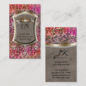  Visitekaartje Damask Suede Pink Crown (Voorkant / Achterkant)