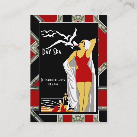 Visitekaartje Day Spa Schoonheidssalon Diva retro (Voorkant)