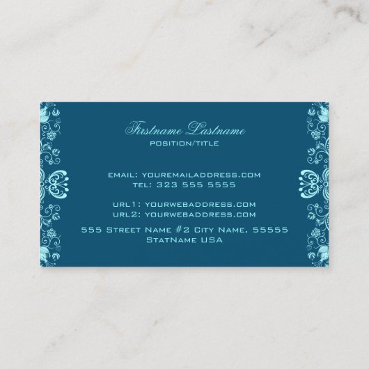 Visitekaartje donkere en pasteelblauwe vlinderbloe (Achterkant)