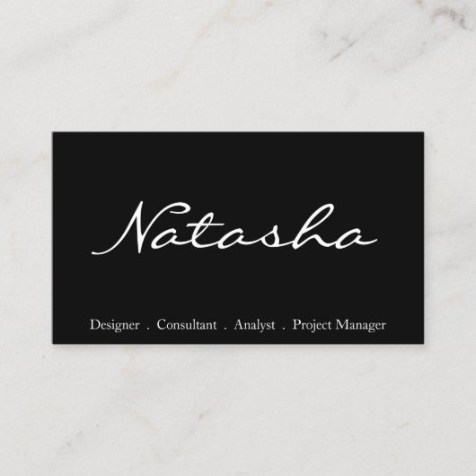 Visitekaartje Elegant Black and White Script Font (Voorkant)