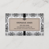 VISITEKAARTJE Elegant Damask Zwart Latte Bruin (Achterkant)