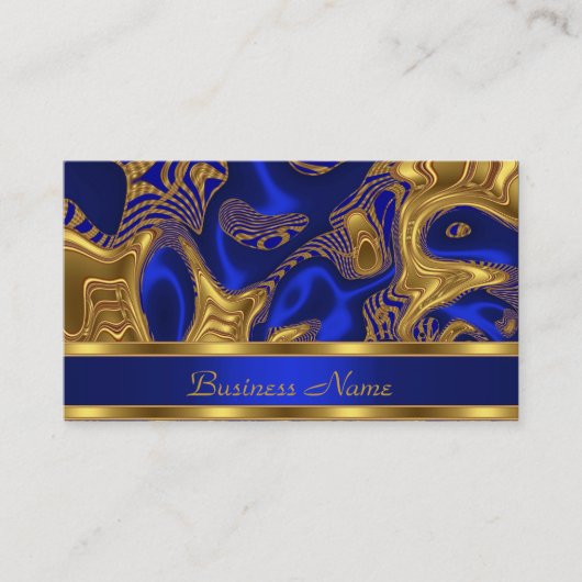 Visitekaartje Elegant Exotisch Blauw Goud Abstract (Voorkant)