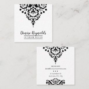 VISITEKAARTJE Elegant Stijlvol Damask Zwart Wit