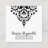 VISITEKAARTJE Elegant Stijlvol Damask Zwart Wit (Voorkant)