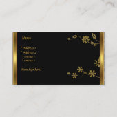 Visitekaartje Elegant Zwart Floral Goud (Achterkant)