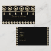 Visitekaartje Elegante Parels op Zwart (Voorkant / Achterkant)
