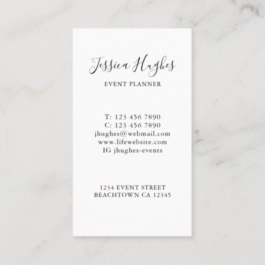 Visitekaartje Event Planner (Achterkant)