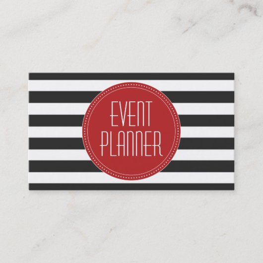 Visitekaartje Event Planner Black en White Stripe (Voorkant)