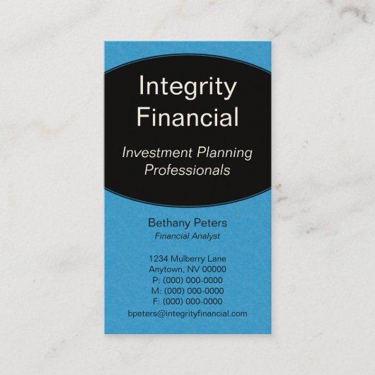 Visitekaartje Executive Curves, helder blauw (Voorkant)