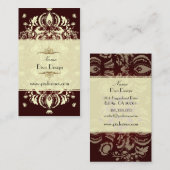 Visitekaartje Floral Damask Crimson Red (Voorkant / Achterkant)