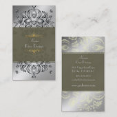 Visitekaartje Floral Damask Silver tone on tone (Voorkant / Achterkant)