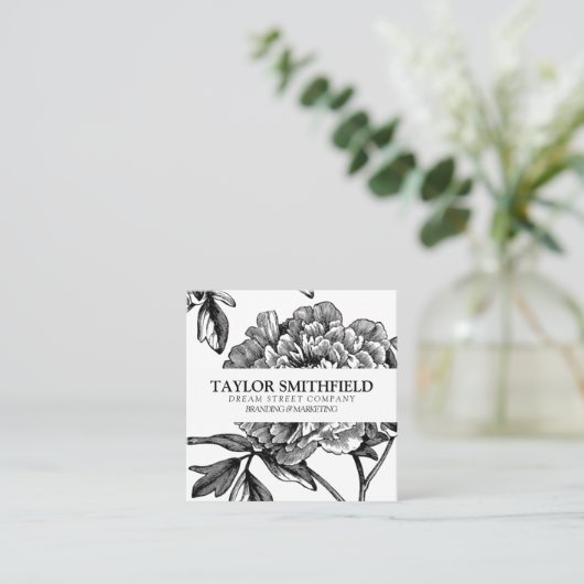 Visitekaartje Floral Fine Line (Staand voorkant)