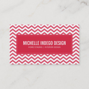 VISITEKAARTJE Fresh Chevron Pattern Cherry Red