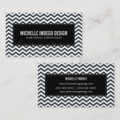 VISITEKAARTJE Fresh Chevron Pattern Zwart Wit (Voorkant / Achterkant)