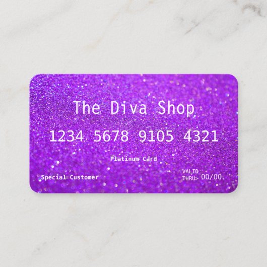 Visitekaartje | Glitter Credit Card Paars (Voorkant)