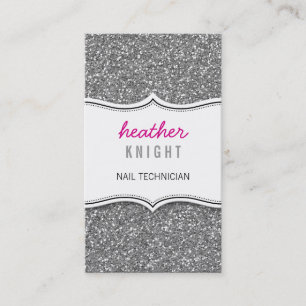VISITEKAARTJE glitter glitter sparkle silver pink