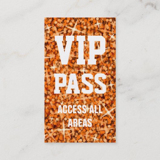 Visitekaartje Glitz Oranje 'VIP PASS' (Voorkant)