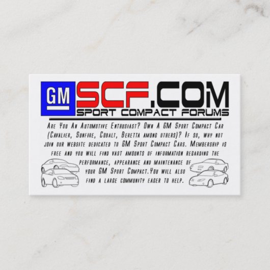 Visitekaartje GMSCF.com (Voorkant)