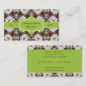  Visitekaartje Groen en Bruin Damask (Voorkant / Achterkant)