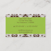  Visitekaartje Groen en Bruin Damask (Achterkant)