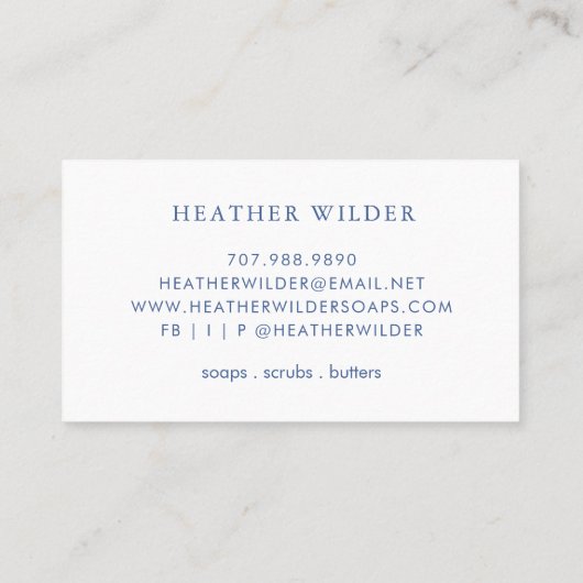 Visitekaartje handgemaakte handgemaakte zeepproduc (Achterkant)
