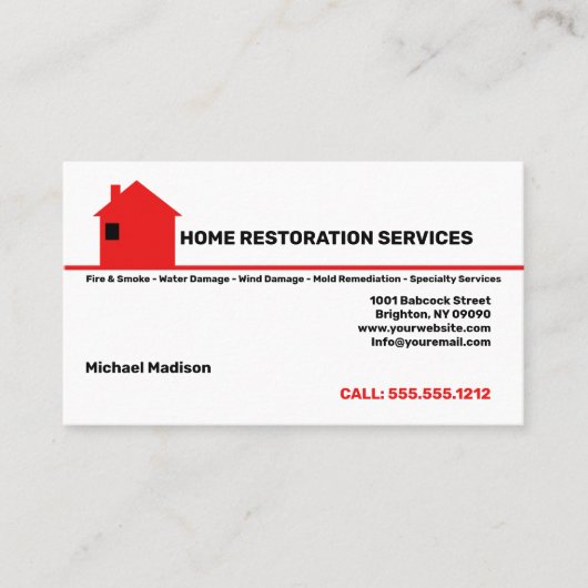 Visitekaartje Home Restoration Services (Voorkant)