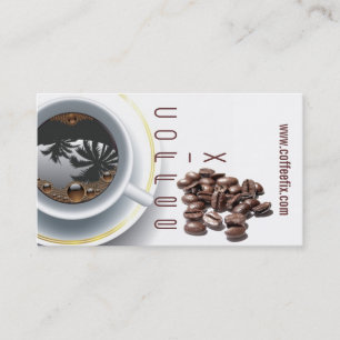 visitekaartje koffiebeker en bonen