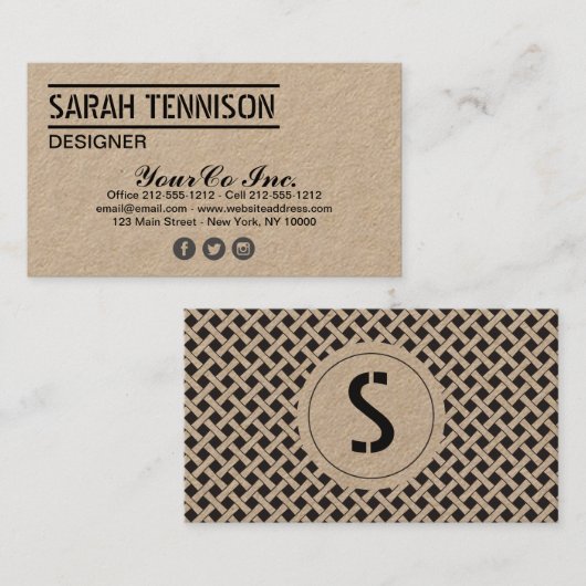 Visitekaartje Kraft Lattice Custom Sjabloon Modern (Voorkant / Achterkant)