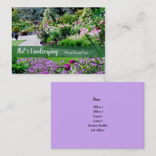 Visitekaartje landschapsarchitectuur (Voorkant / Achterkant)