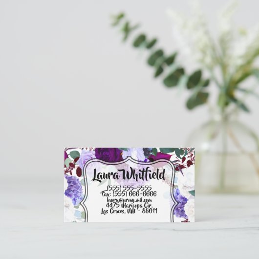 Visitekaartje Lavendel Hibiscus op Wit (Staand voorkant)