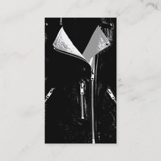 Visitekaartje lederen jas zwart (Voorkant)