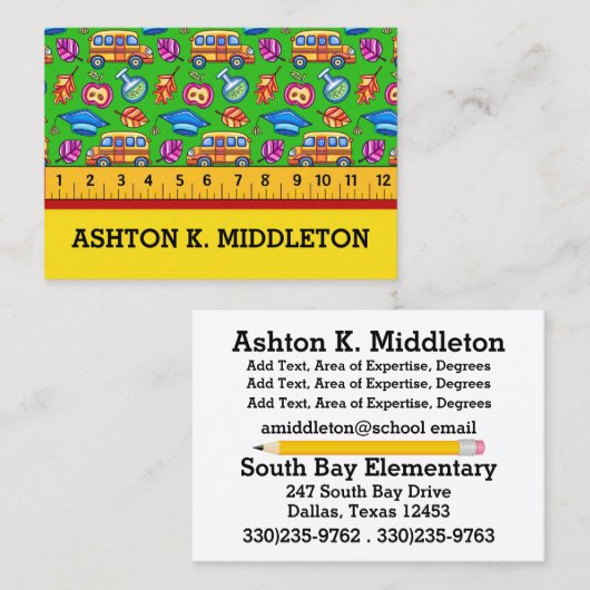 Visitekaartje leraar (Voorkant / Achterkant)