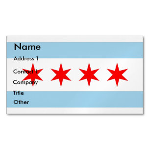 Visitekaartje Magnet met vlag van Chicago Magnetisch Visitekaartje