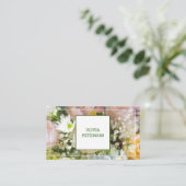 Visitekaartje met bloemachtergrond. (Staand voorkant)