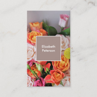 Visitekaartje met bloemenachtergrond