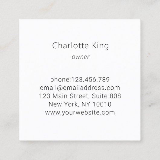 Visitekaartje met bloemkwadraten (Achterkant)