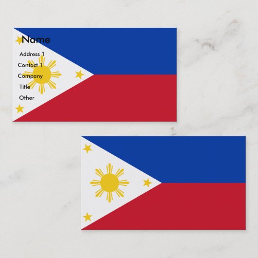 Visitekaartje met de vlag van de Filipijnen (Voorkant / Achterkant)