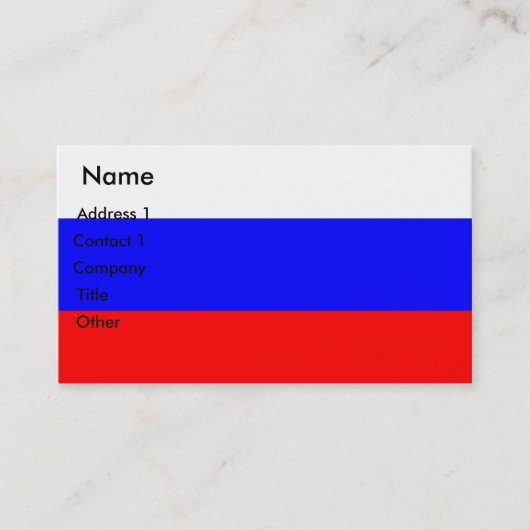 Visitekaartje met de vlag van Rusland (Voorkant)