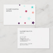 Visitekaartje met gekleurde sterren. (Voorkant / Achterkant)