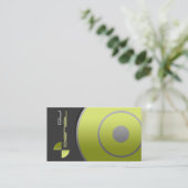 Visitekaartje met groot recordgeel dj (Staand voorkant)