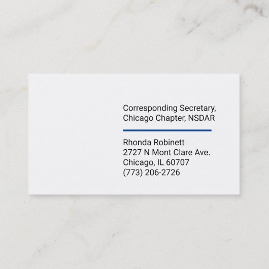 Visitekaartje met Kantoor/hoofdstuk (Achterkant)