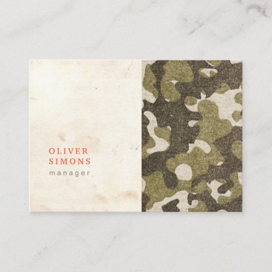 Visitekaartje met militair patroon (Voorkant)