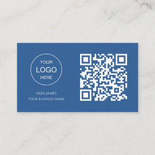 Visitekaartje met QR-code Blauw Modern Design