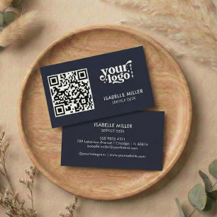 Visitekaartje met QR-code Moderne marineblauwe o