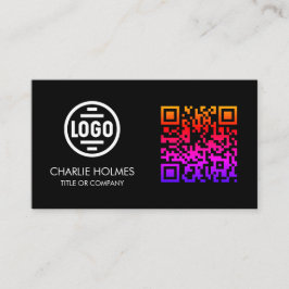 Visitekaartje met QR-code | Zwart modern ontwerp